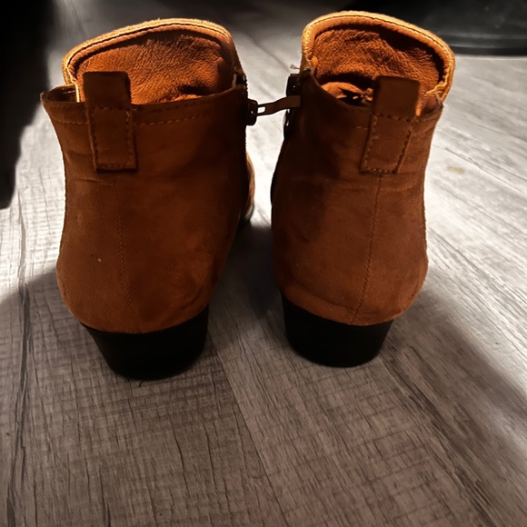 Forever Cognac Suede Ankle Booties with Side Zip - Picture 2 of 6